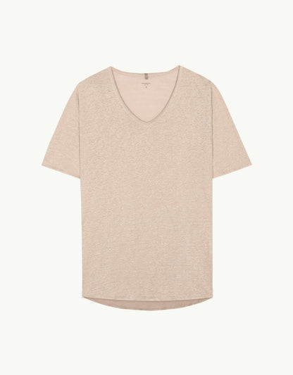 V-NECK LINEN SAND