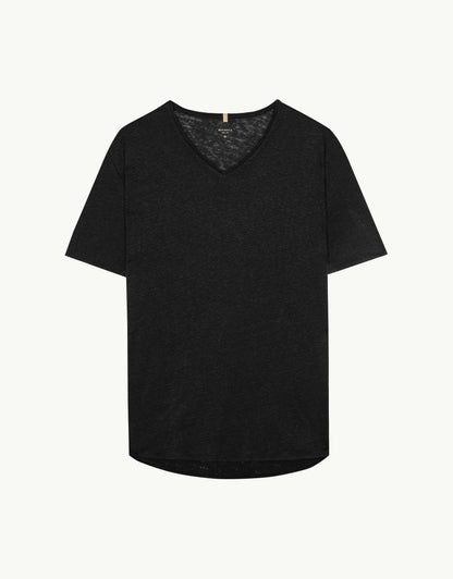 V-NECK LINEN NERO