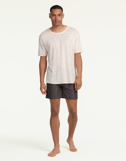 C-NECK LINEN BLANC