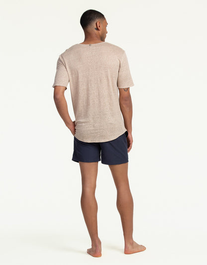 C-NECK LINEN SAND