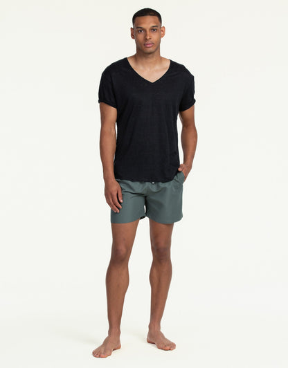 V-NECK LINEN NERO