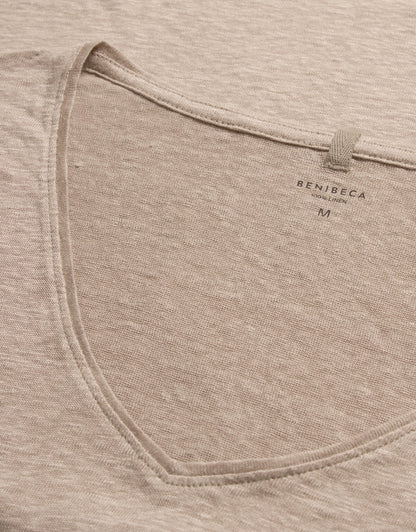 V-NECK LINEN SAND