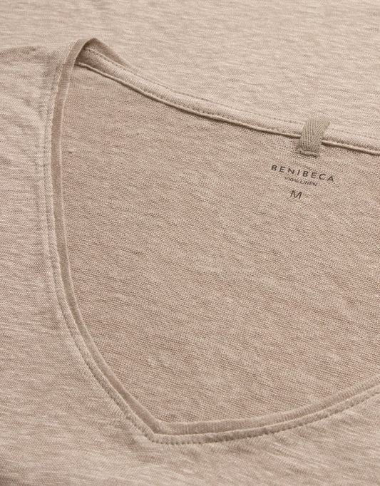 V-NECK LINEN SAND