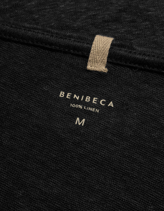V-NECK LINEN NERO