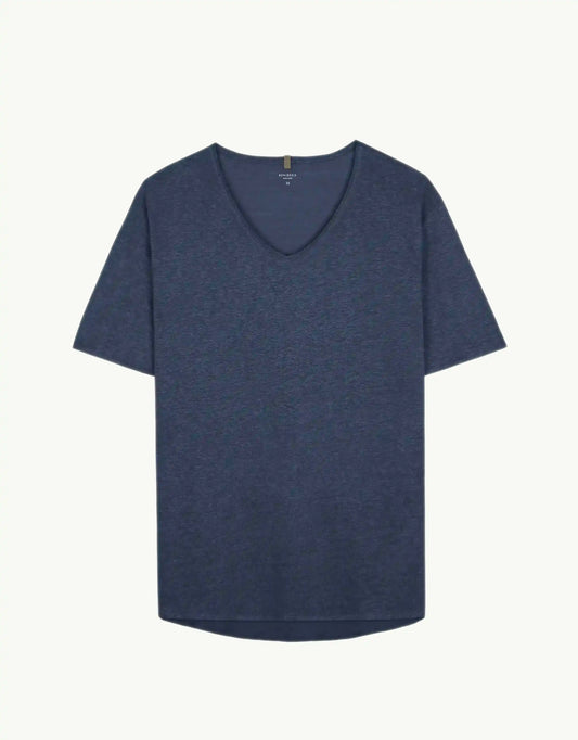 V-NECK LINEN INDIGO
